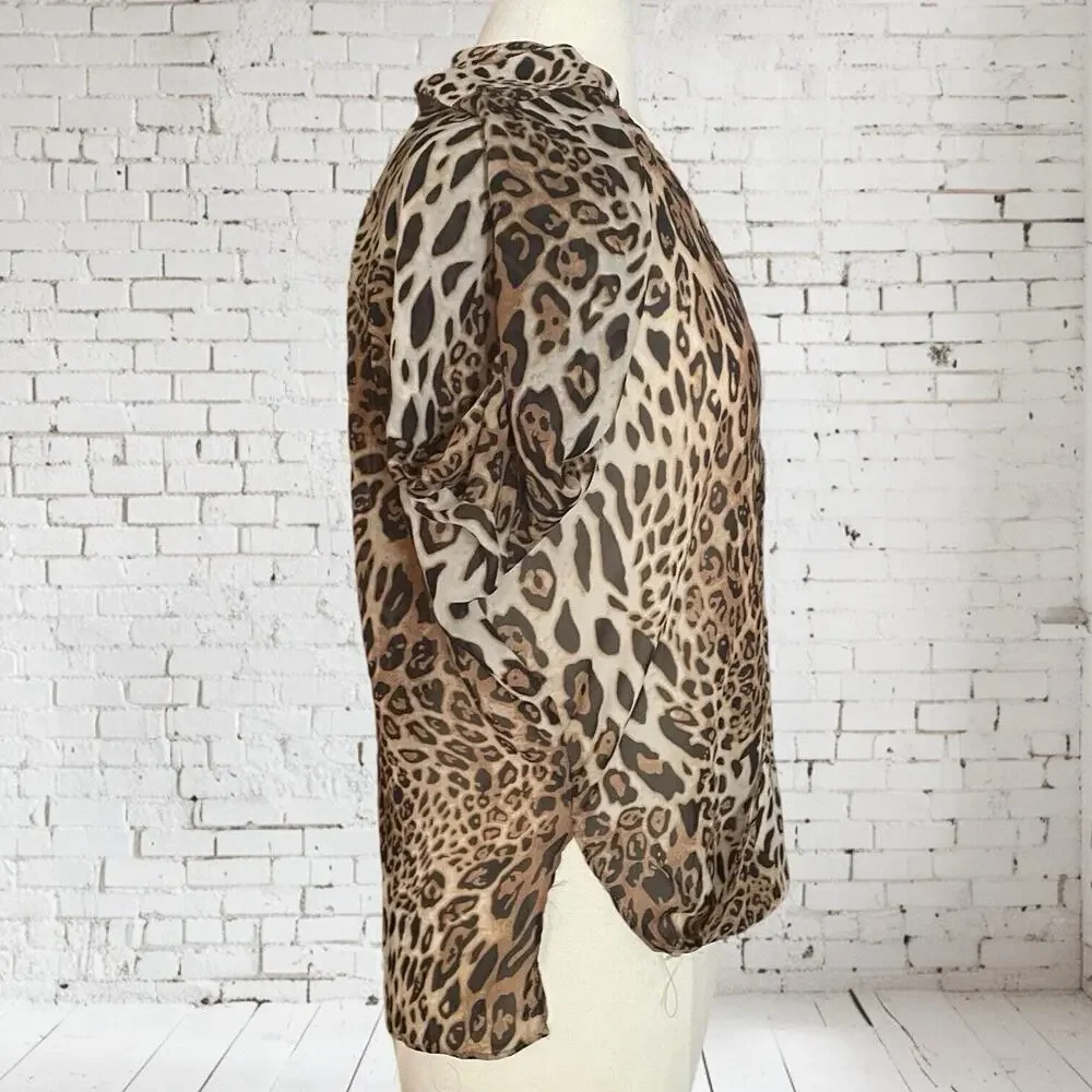 Paper Heart Australia Designer Animal Print Wrap Blouse Sz XS/S Long Sleeves - Picture 5 of 9